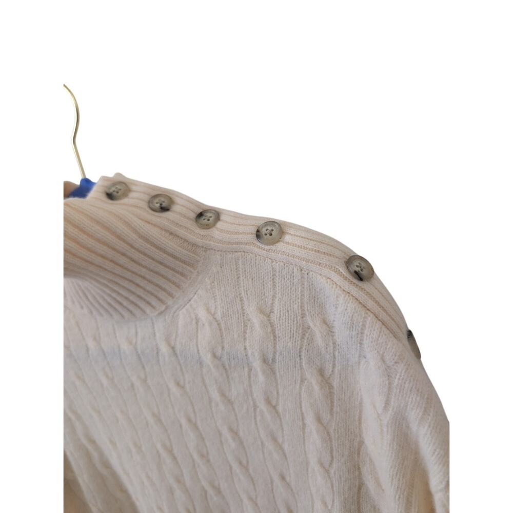 Polo Ralph Lauren Wool Cashmere Cream Cable Knit Turtleneck Sweater size Large - Picture 4 of 7